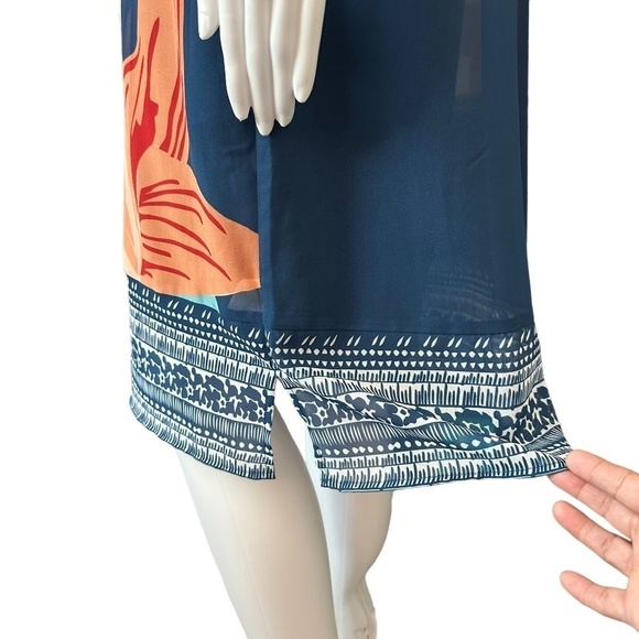 Soft Surroundings Dress Womens Size M Hibiscus Sheer lined Pockets Boho Coastal - Picture 6 of 15